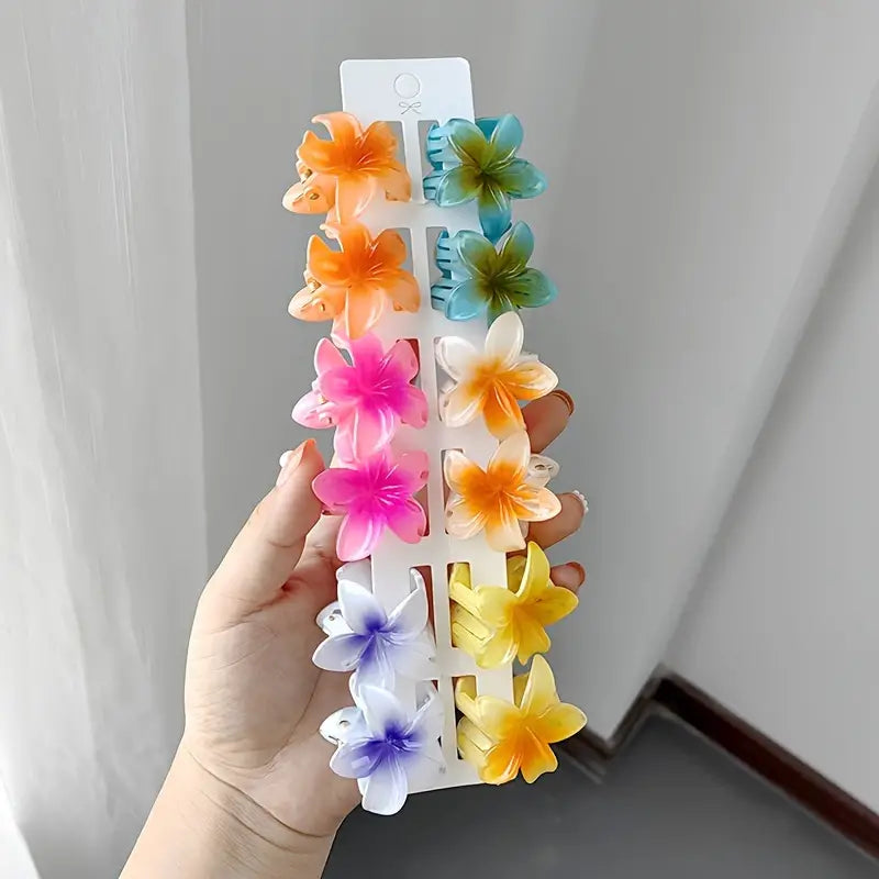 6/12pcs Small Gradient Candy Color Flower Clips