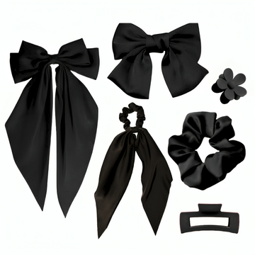6pcs Black Hair Accessories Bundle