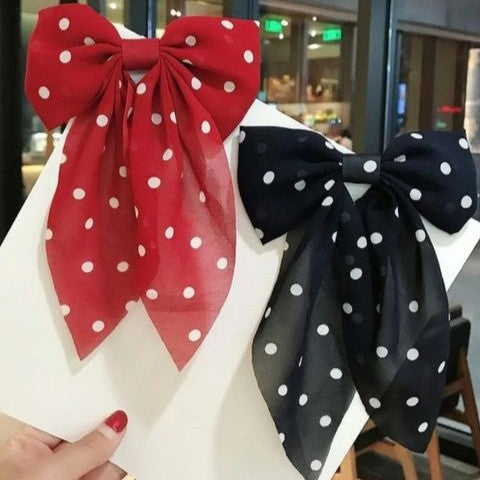 Hair Bow in Polka Dot Print