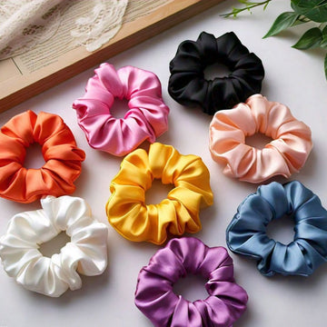 Colourful Delight Silk Scrunchies Bundle (PACK OF 8)