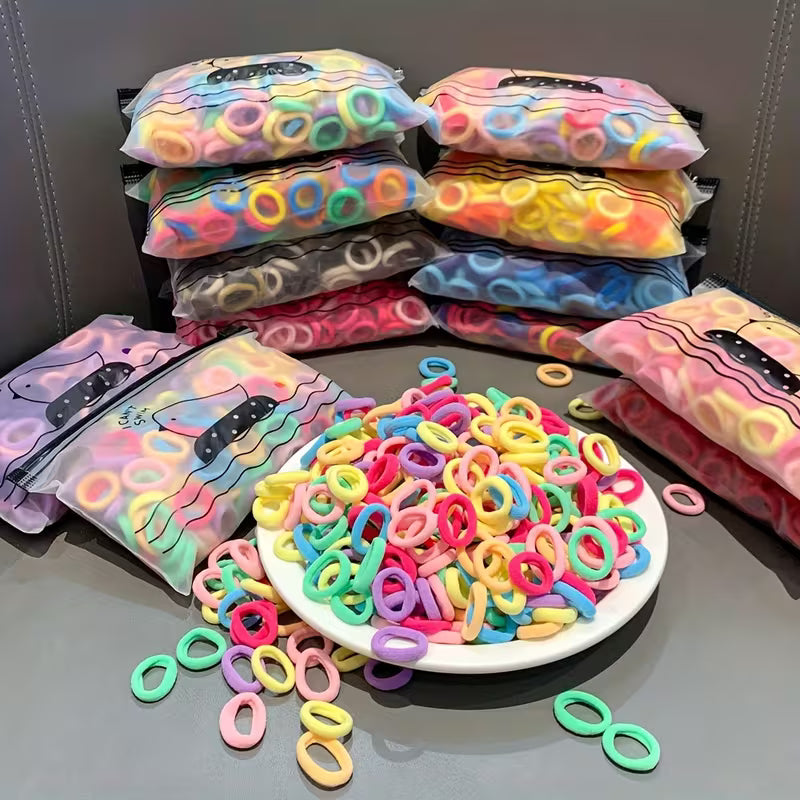 100pcs Multi-color Mini Hair Ties Pouch