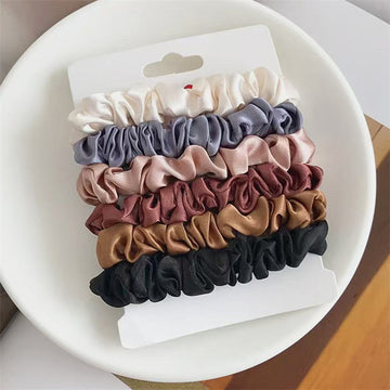 6pcs Solid Color Skinny Hair Ties