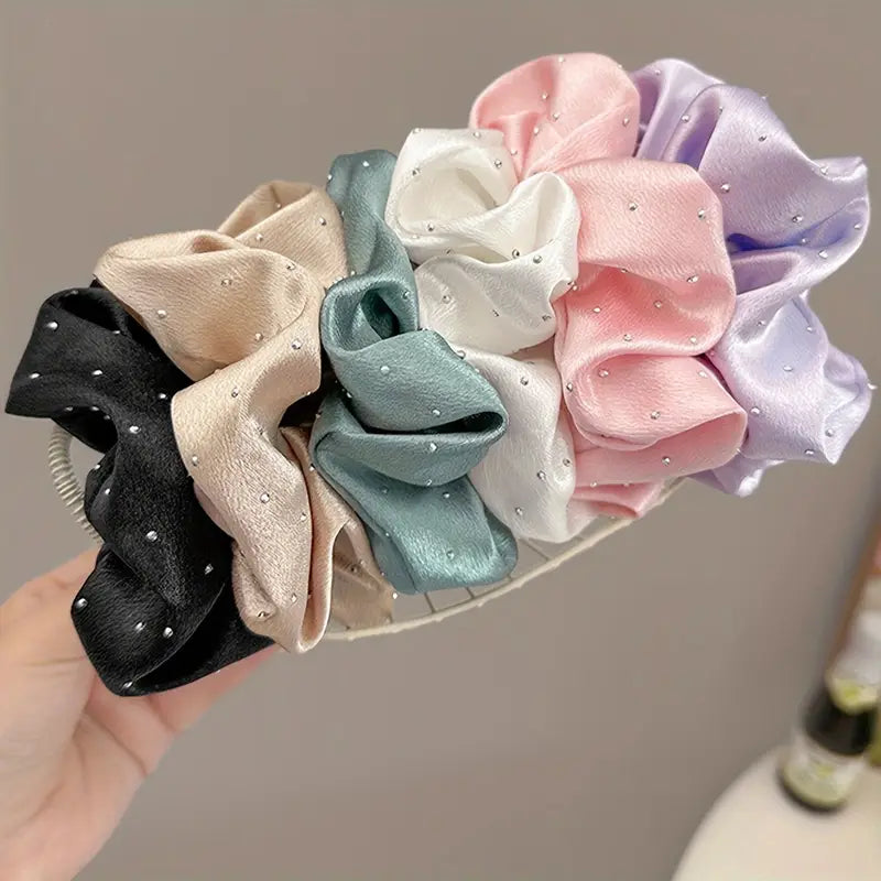 4pcs Rhinestones Scrunchies Set
